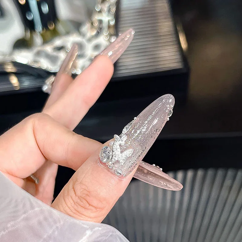 1Pc Zircon Butterfly Stack Crystal Charms Egg Small Right Angle Pile Diamonds Jewelry Sparkling Glass Gem Nail Polish Adornments