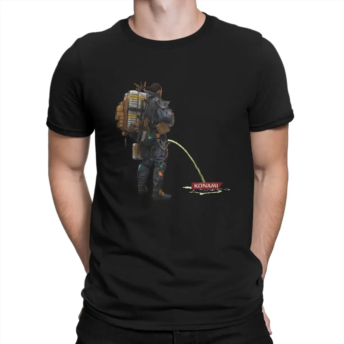 Novelty Konami Kojima T-Shirt for Men Crew Neck Pure Cotton T Shirt Death Stranding Short Sleeve Tees Summer Clothing