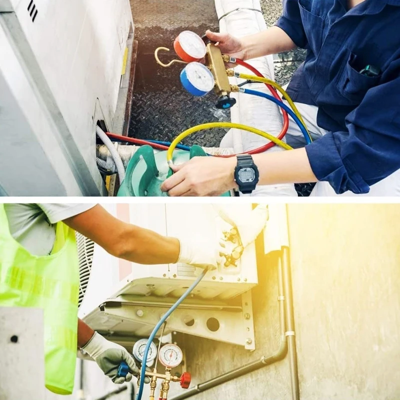 4 Pcs R410A อะแดปเตอร์5/16นิ้ว SAE หญิง1/4นิ้ว SAE ชาย-สำหรับเครื่องปรับอากาศ HVAC 2ตรง + 2มุม