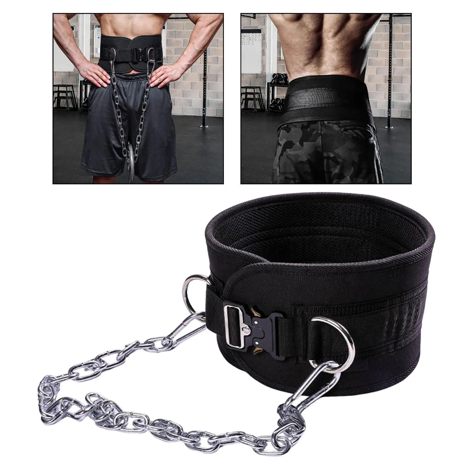 Dipping Belt for Weightlifting with Lifting Chain Back Waist Support Workout Accessory Squat with Buckles Lightweight Dip Belt