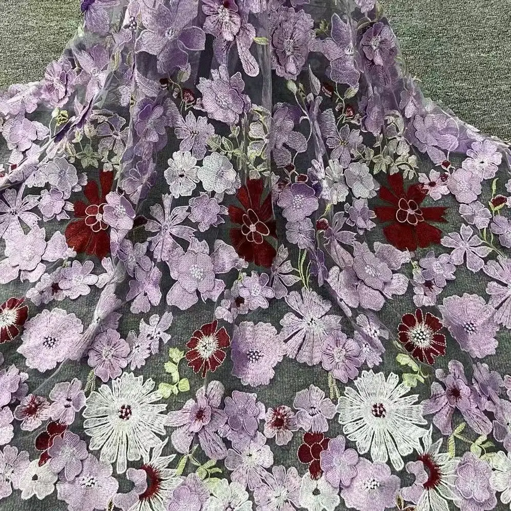 أقمشة الدانتيل الزهور الملونة لفساتين القماش DIY والإكسسوارات والمنسوجات المنزلية