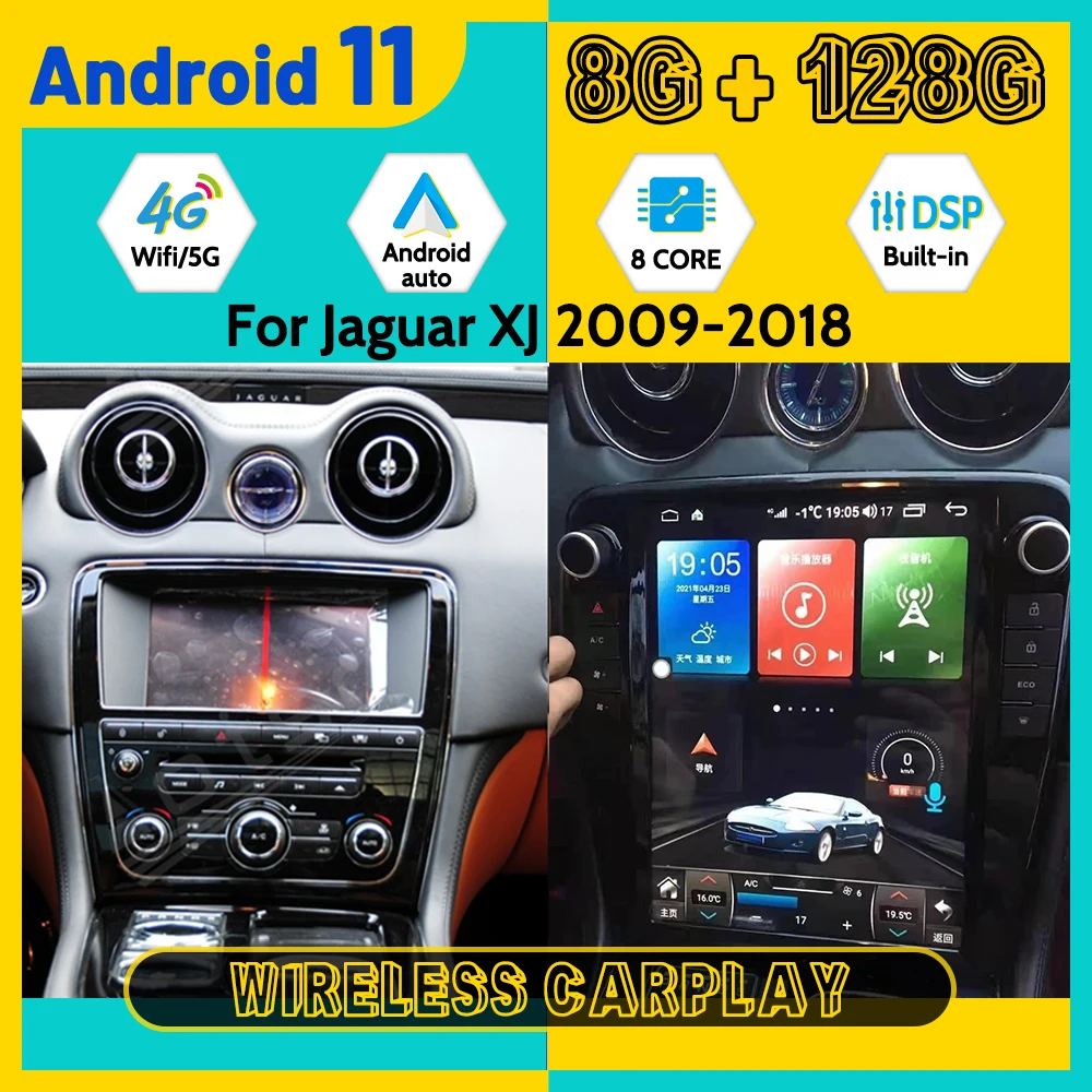 Dla Jaguar XJ XJL 2010 2011 2012 2013 - 2018 Android Radio GPS samochód z nawigacją Multimedia Playe Tesla ekran 128GB Stereo Carplay