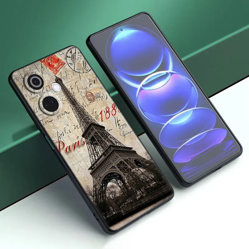 غطاء جراب هاتف أسود لـ OnePlus ، باريس ، برج إيفل ، كرتون ، حافظة هاتف ، Nord CE3 ، Lite 3 ، 12 ، 11 ، 2T ، N30 ، CE2 ، N300 ، N200 ، 10 ، 9RT ، ACE ، 2V برو ، 5G