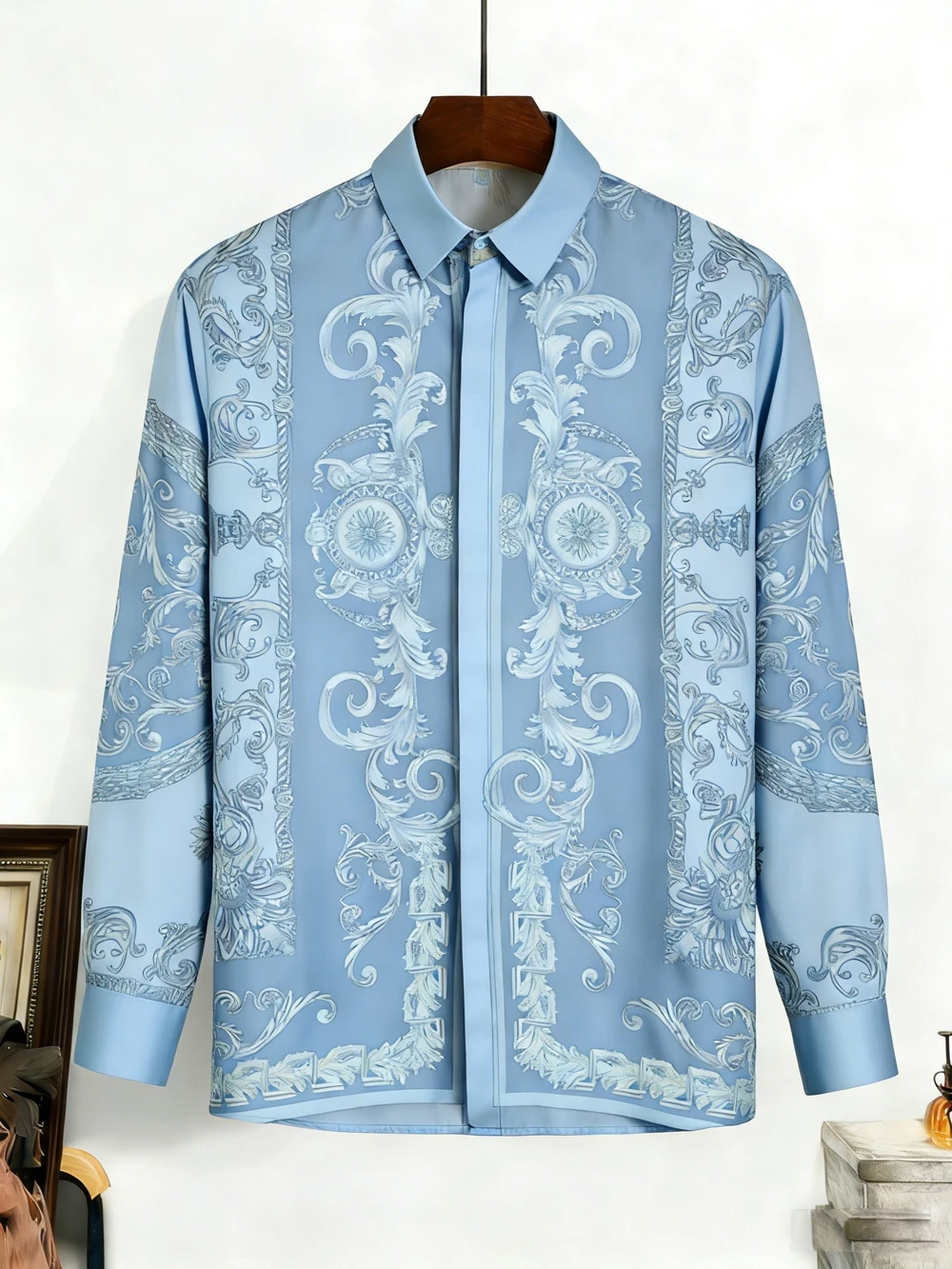 Men's Simple Dark Long Sleeve Shirt with Plant and Flower High Definition 3D Print White Shirt Hawaiian Vacation Designer Shirt