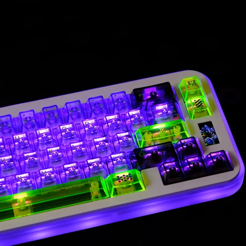 173 Keys Transparent Mecha PBT Dye Sublimation Cherry Profile Keycaps Fits MX Switches 61/64/68/75/86/98/104 Mechanical Keyboard