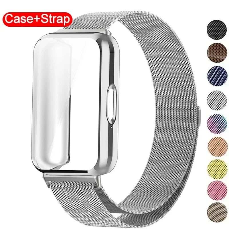 Миланский ремешок + чехол для Samsung Galaxy Fit 3, умные часы, магнитный браслет для Samsung Galaxy Fit 3, защитная крышка для экрана