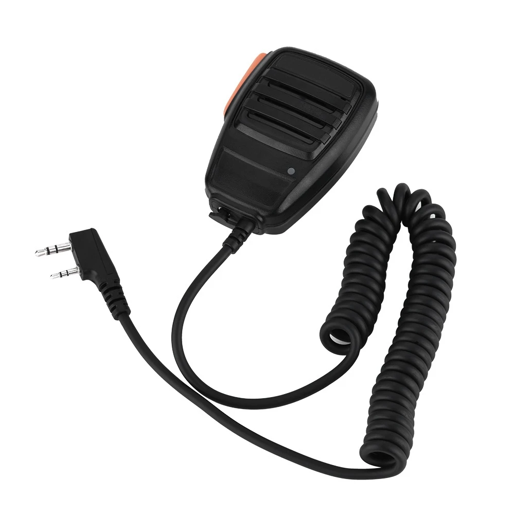 Microfone de mão com 2 pinos para rádio comunicador portátil, compatível com modelos Kenwood/Quansheng/Baofeng UV5R/888S.