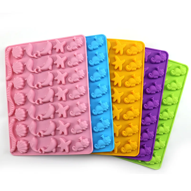 Multicavity Marine Animal Silicone Chocolate Mold Dolphin Candy Jelly Baking Mould Starfish Cake Decor Making Set Ice Tray Gifts