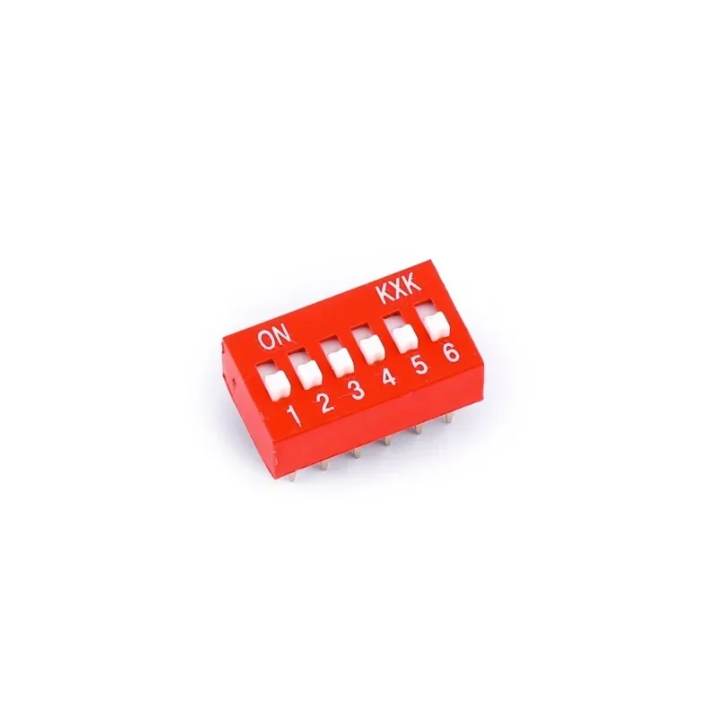 5Pcs 2.54mm red flat dial toggle coding switch touch ON/OFF DIP switch DS 1-10P DS-4P DS-08P DS-10P DS-4P DS-6P DS-2P