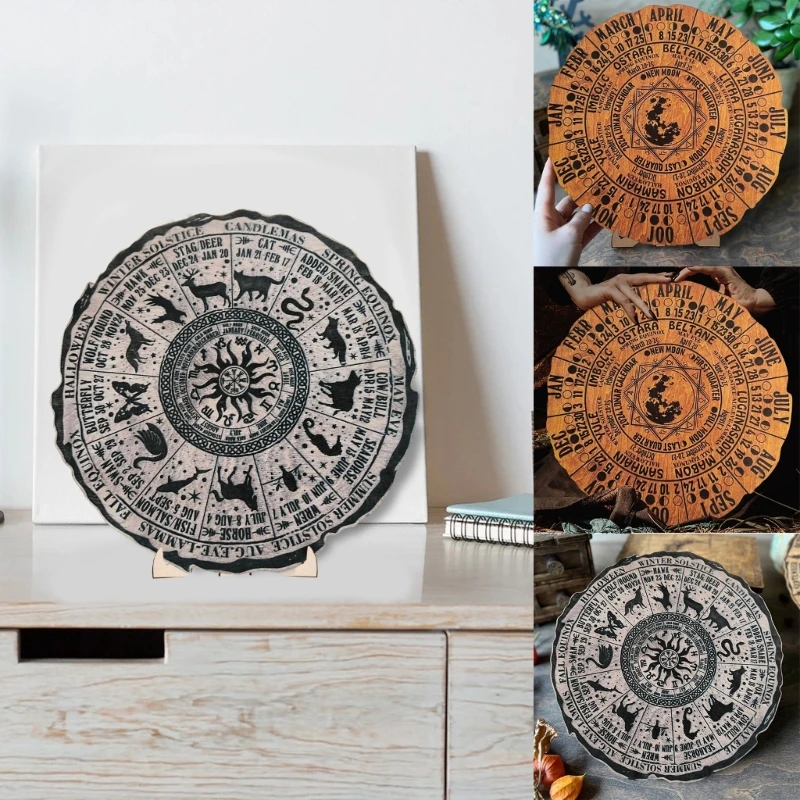 Práctico calendario madera con árbol para organizar tu agenda Brujería