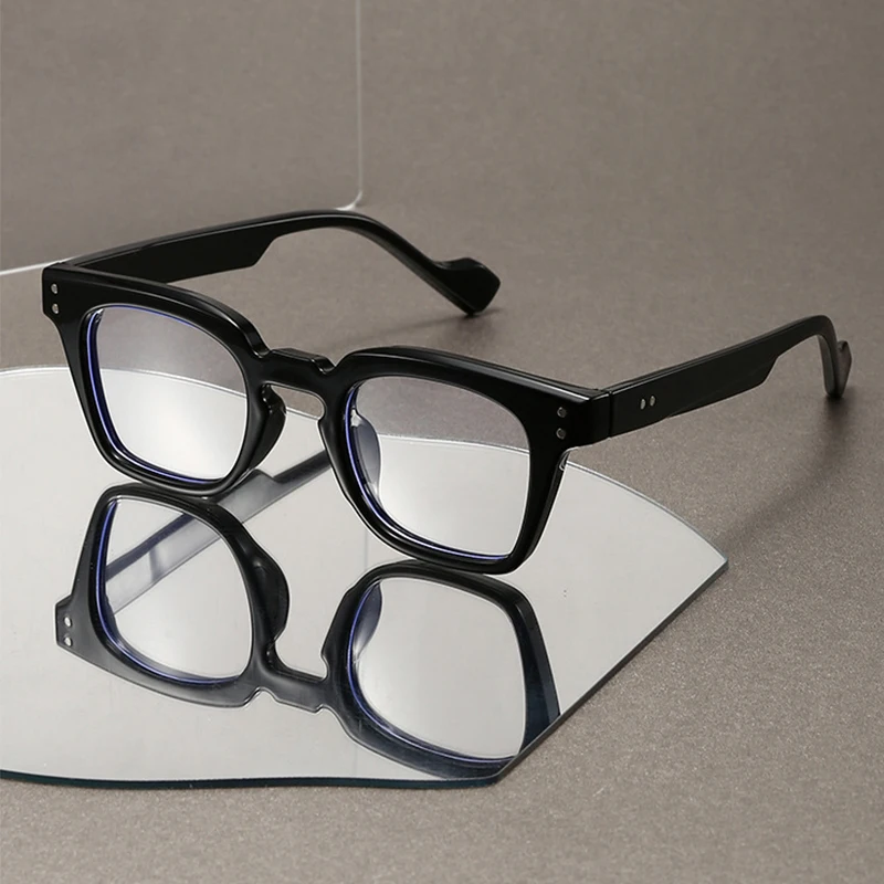 Vintage Square Blue Light Blocking Eyeglasses Frame for Men Women, Premium Trendy Plain Lens Fashion Eyewear