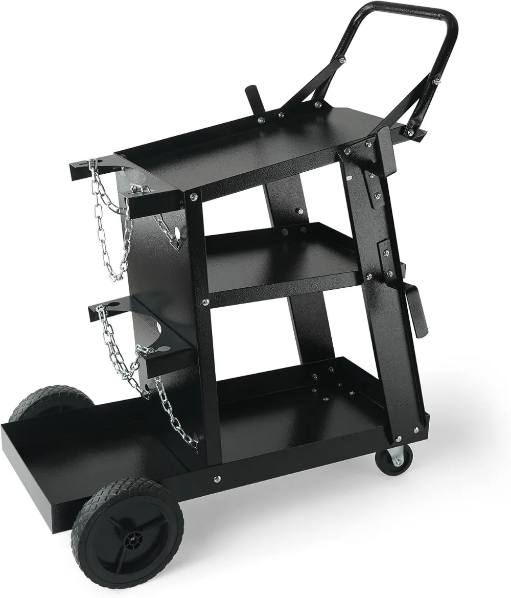 

3-Tier Welder Cart Heavy Duty with 400Lbs Static Weight Capacity, 360° Swivel Wheels, Tank Storage Safety Chains