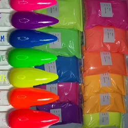 Net.100g Profession Neon Pigment Nail Powder 12 Colors Fluorescent Neon Powder NO Glow In Dark Phosphor Manicure Neon Dust 2023