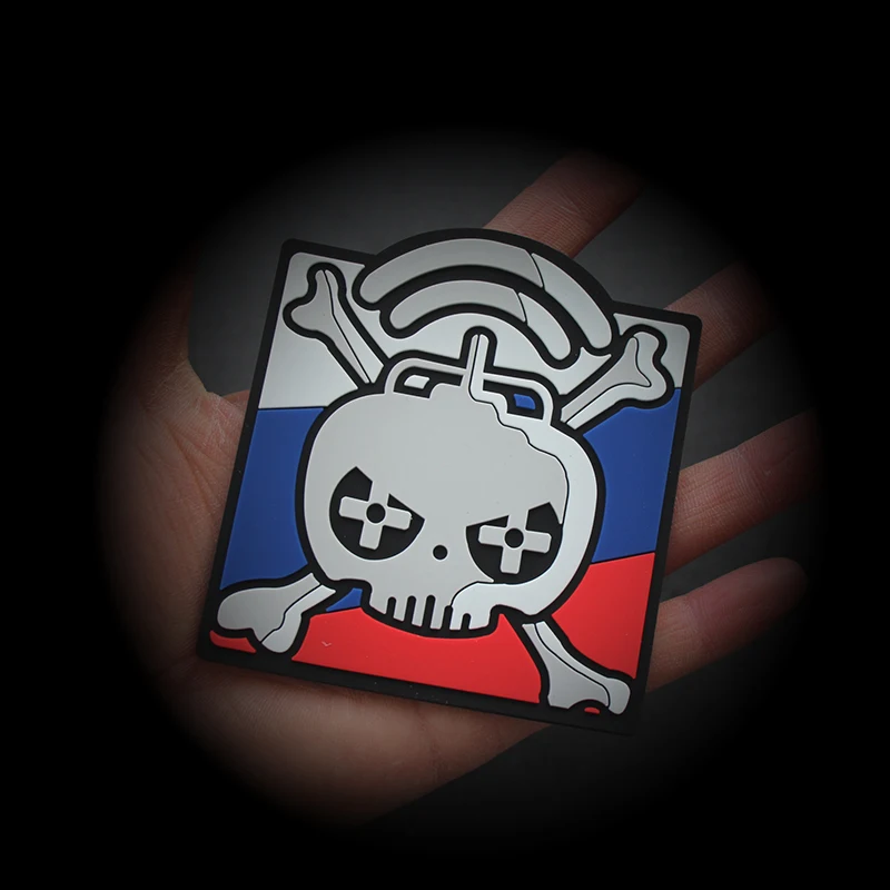 

Russian 3D PVC Patch Skull Drones Outdoors Military Tactical Badge DIY Bag Sticker for Clothing Vest Hook Loop