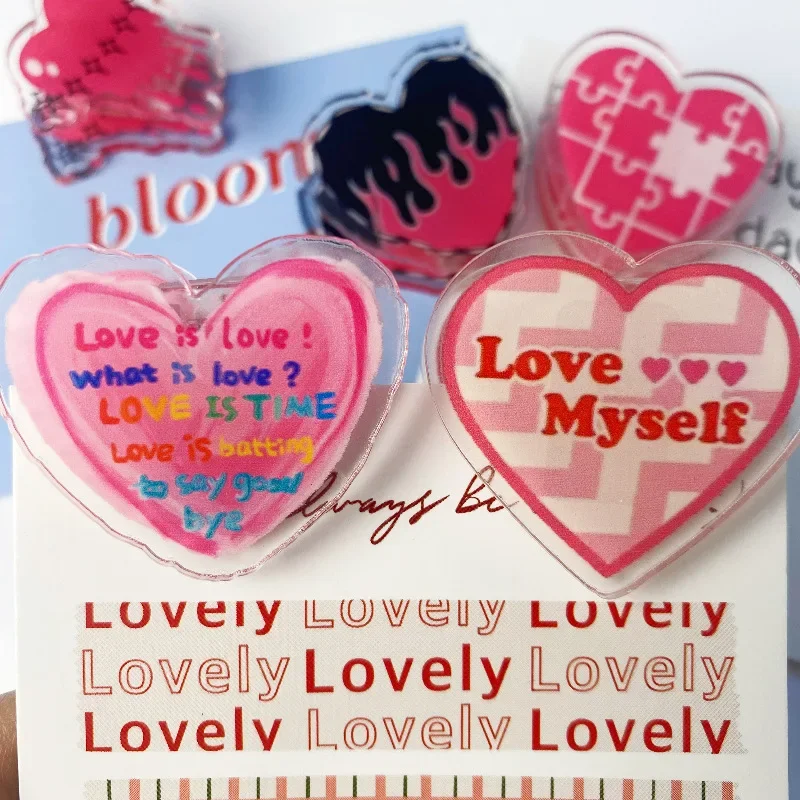 Beautiful Spring Clips for Girl Heart-shape Plastic Paper Clips Office Multi-purpose Clips Student School Stationery