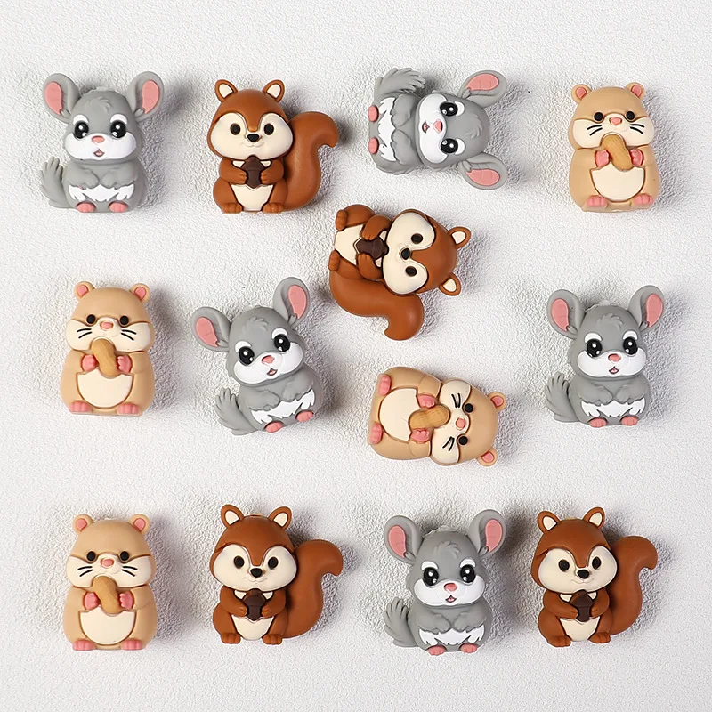 20pcs 3D Animal Silicone Focal Beads For Jewelry Making DIY Necklace Handmade Nipple Chain Accessories Cartoon silicon Beads