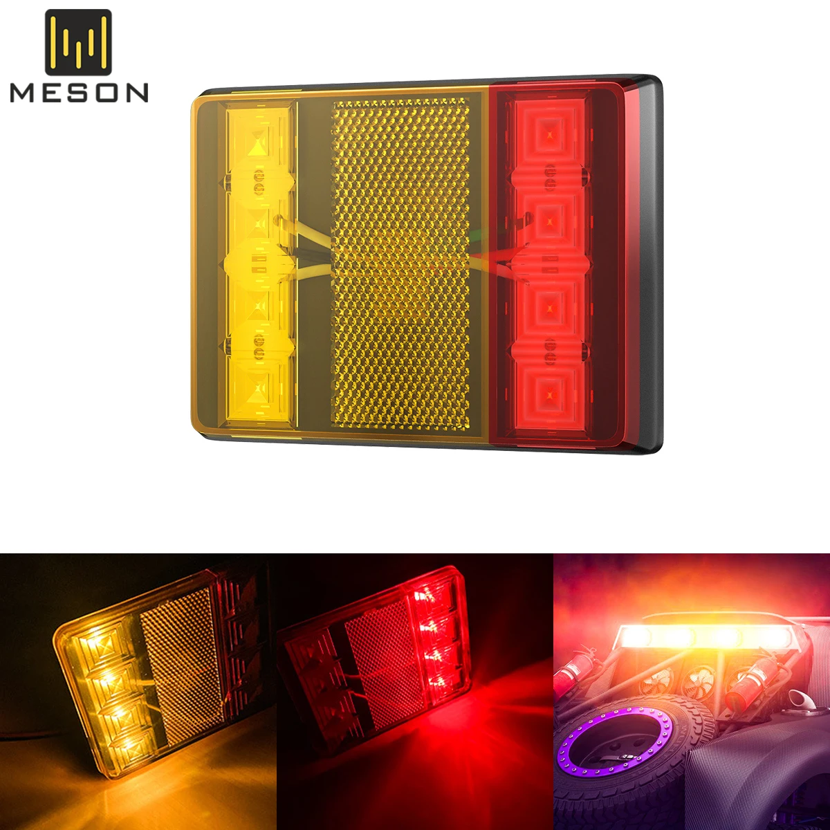 Feux arrière à 8 LED pour voiture, camion, 12V-24V, rouge, jaune, feux externes, remorque, camion, camion, tracteur, indicateur de signal