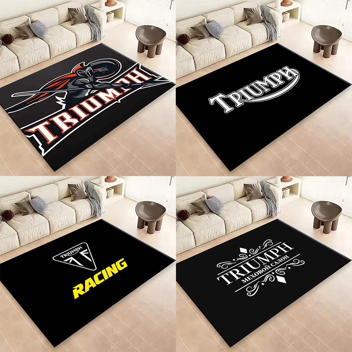 T-Triumph Motor Printed Carpet Non-slip Multi Function carpets Living Room Rugs Entrance Floor mat Home Kitchen Hallway Decor