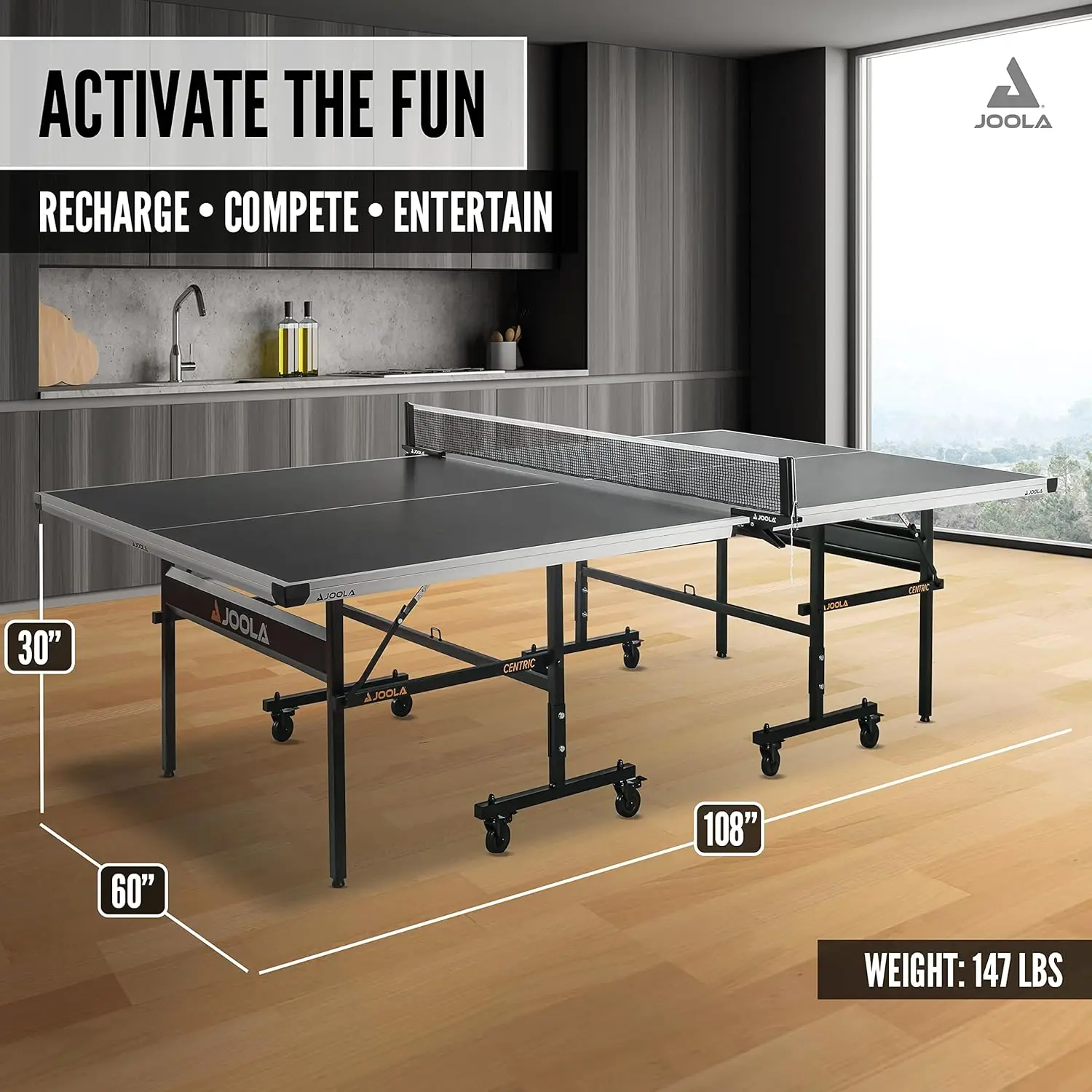 Indoor Table Tennis Table with Quick Clamp Ping Pong Net and Post Set - 10 Minute Easy Assembly