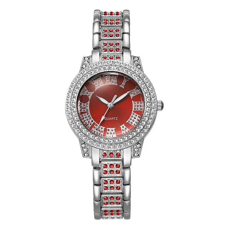 Orologio di lusso da donna, anello, collana, orecchini, bracciale, set di orologi, cintura in lega a tre occhi, orologio al quarzo da donna, senza scatola