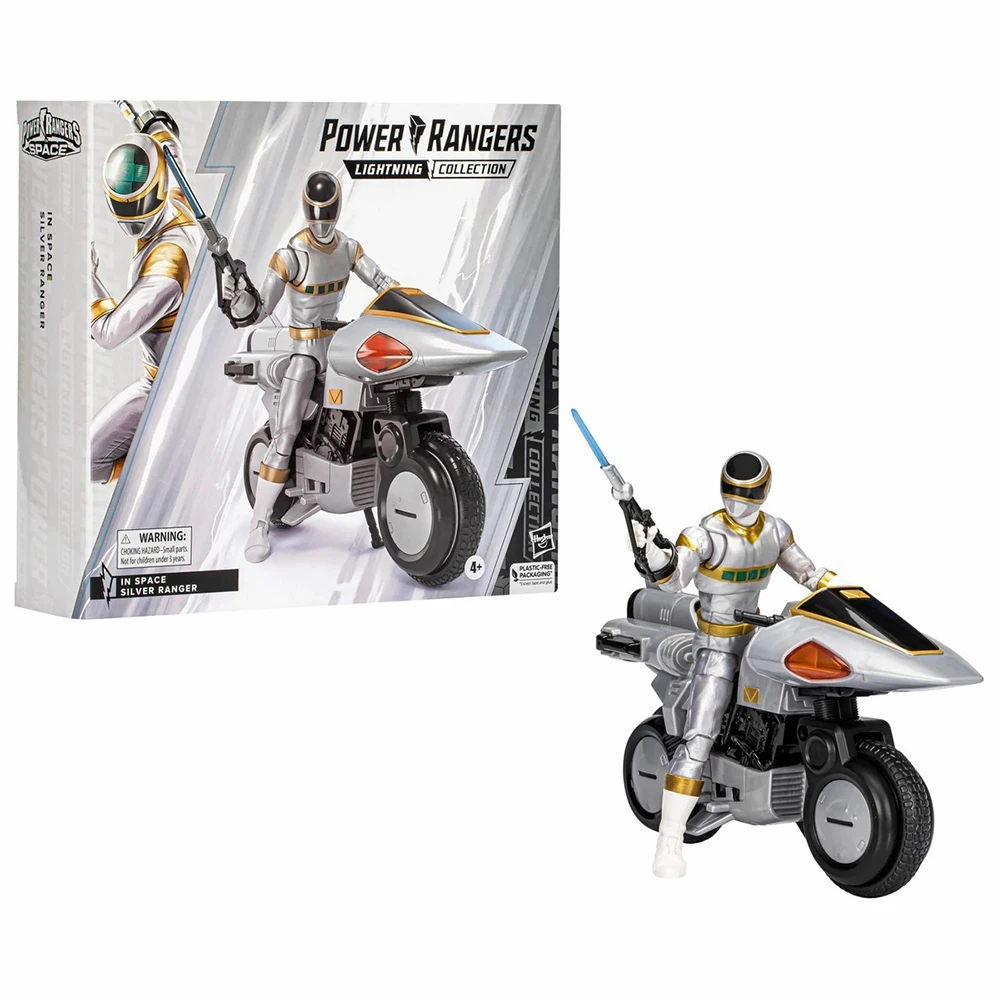 In Stock Original Hasbro Power Rangers In Space Lightning Collection In Space Sliver Ranger Cycle Set Collectible Action Figures