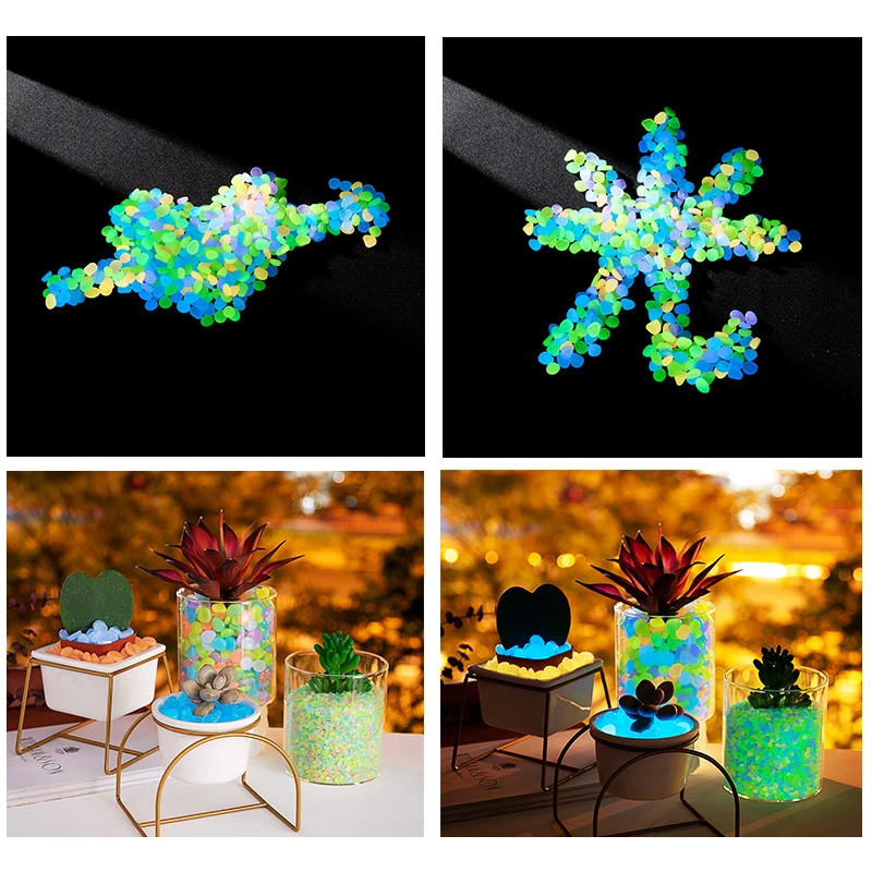 Brilham no escuro seixos do jardim, pedras luminosas, decoração do jardim, decoração do aquário ao ar livre, acessórios de aquário, 100pcs