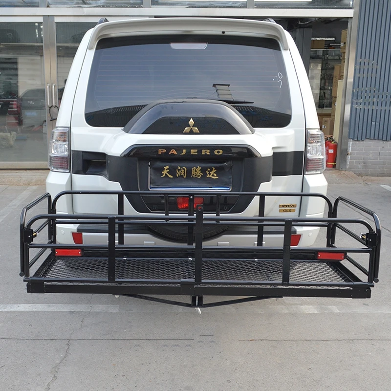 Trailer Hitch Mount Cargo Carrier Rear Folding Luggage Basket Rack Car Truck Box For Universal,RV Parts