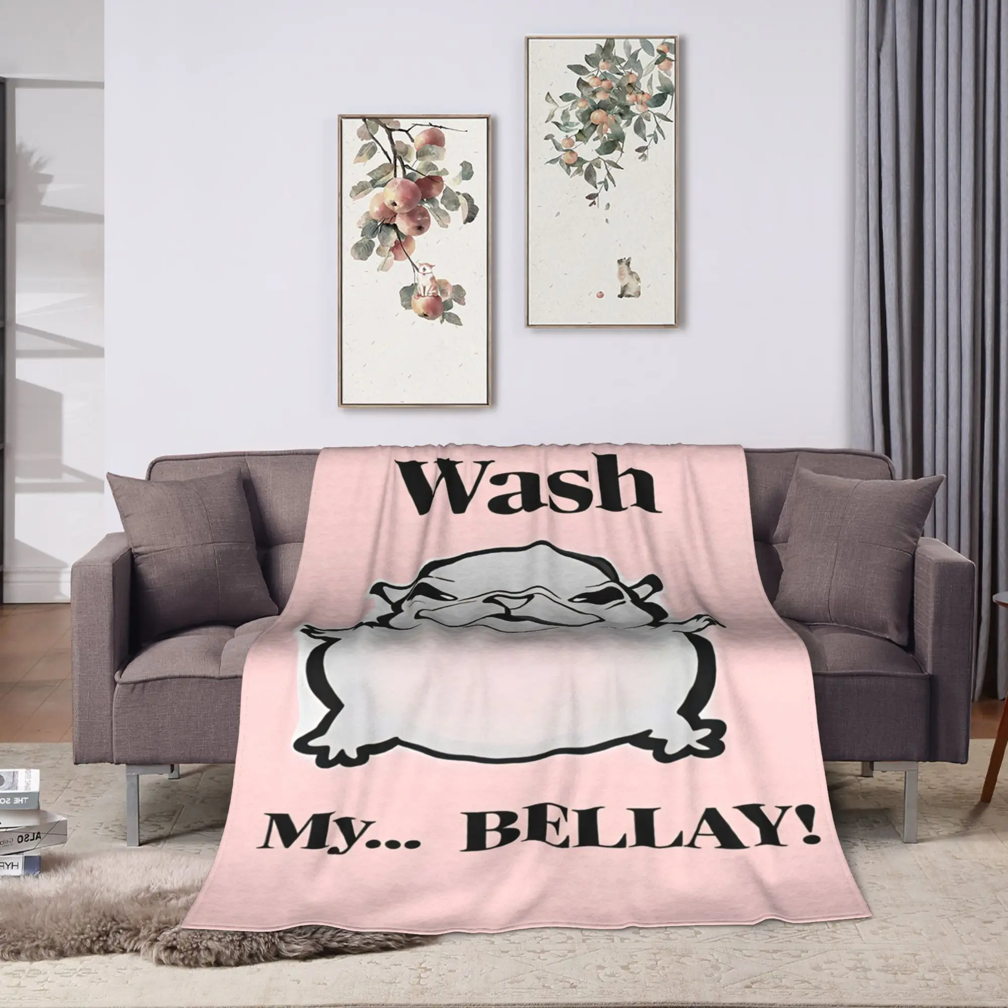 Pibble Meme Wash My Belly Funny Blanket  Decorative Flannel Throw Blanket For Living Room Super Warm Quality Bedspread Gift Idea
