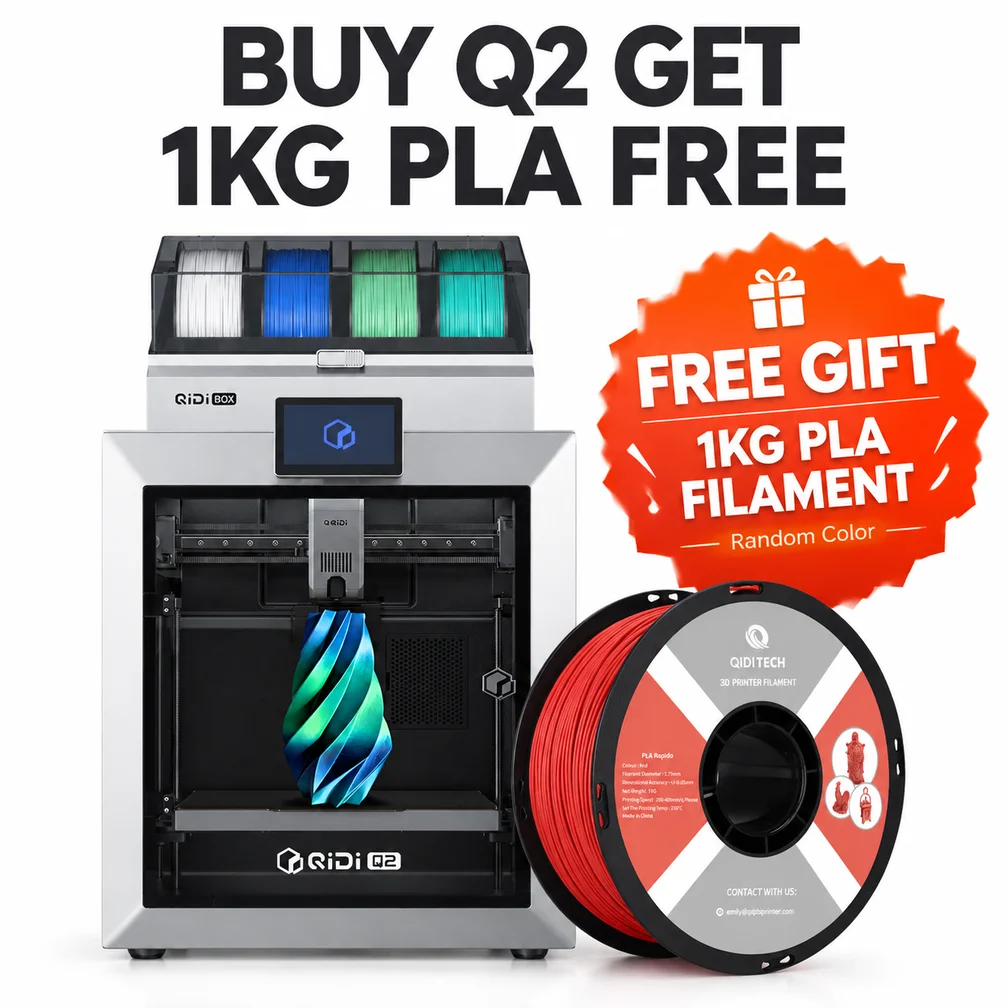 QIDI Q2 / Q2 Combo 3D Printer, 270×270×256mm, 600mm/s High-Speed Printing, Includes 1KG Free PLA Filament Random Color