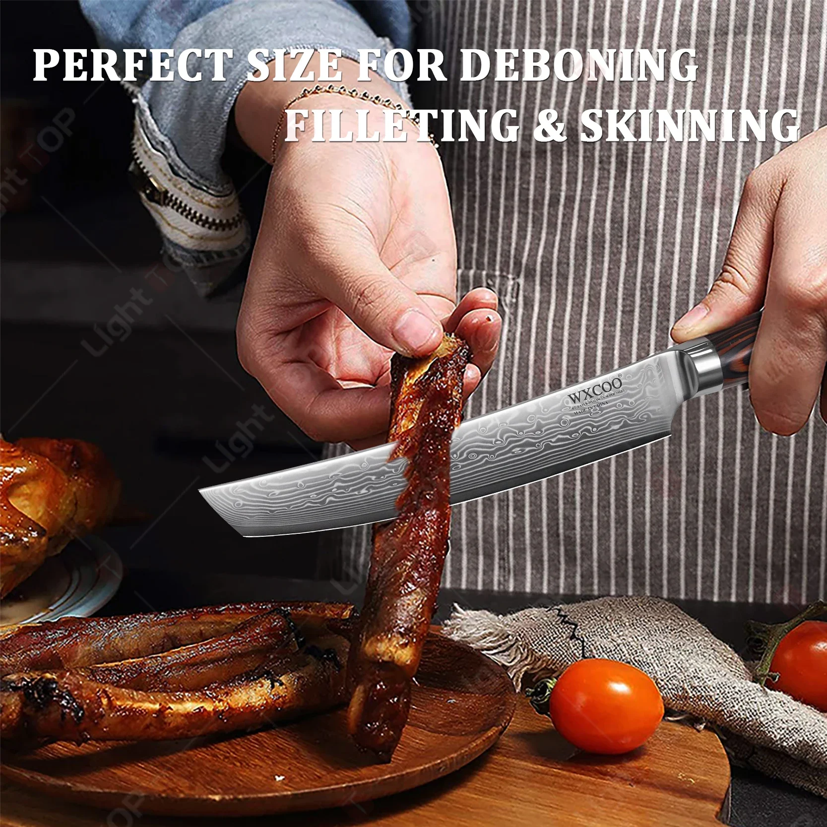 دمشق الصلب سكاكين المطبخ الشيف اللحوم الساطور الأسماك تقطيع تصفية سكين المهنية قطعة العاج سكين الطبخ أدوات القطع