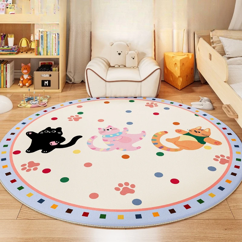 Modern Style Bedroom Decor Round Carpet Thick Plush Carpets for Living Room Fluffy Soft Children's Floor Mat Washable Lounge Rug