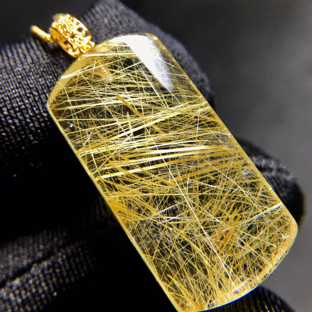 

Подвеска из натурального золота с рутилированным кварцем, ювелирные изделия с рутилированной любовью 25,1*13*6 мм для женщин и мужчин, целебный слабовой камень, кошачий глаз AAAAAA