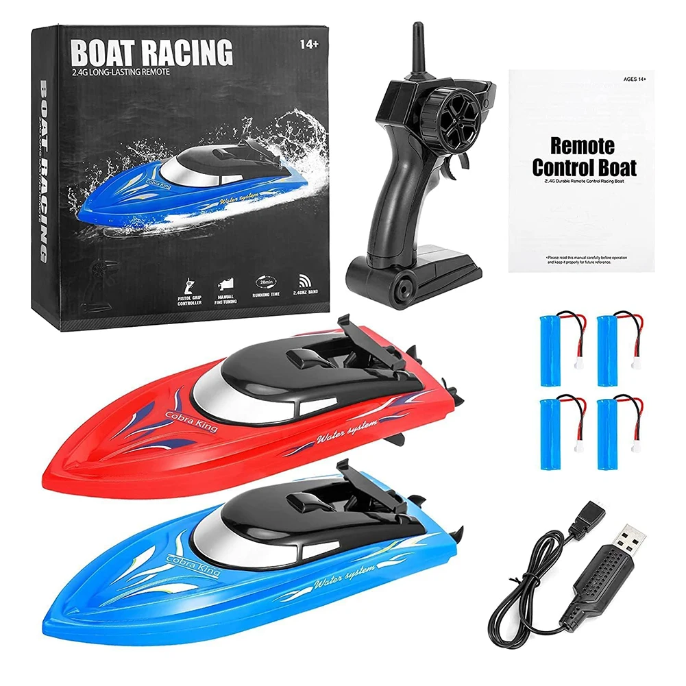 Paquete de 2 barcos con batería RH701 RC, 2,4 Ghz, 25 km/h, Barco de carreras con Control remoto de alta velocidad, barco de velocidad del agua, modelo de juguete para niños