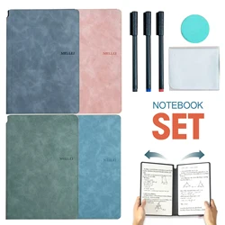 A5 wieder verwendbares Whiteboard-Notebook-Set mit Whiteboard-Stift zum Löschen von Stoff leder Notizblock Wochen planer tragbares, stilvolles Büro