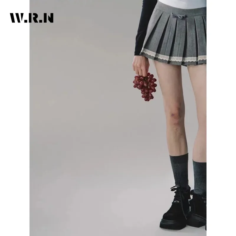 Women\'s Fashion Casual Preppy Style High Waist Slim Fit A-line Female Mini Skirt 2024 Spring Hotsweet Cute Bow Pleated Skirts