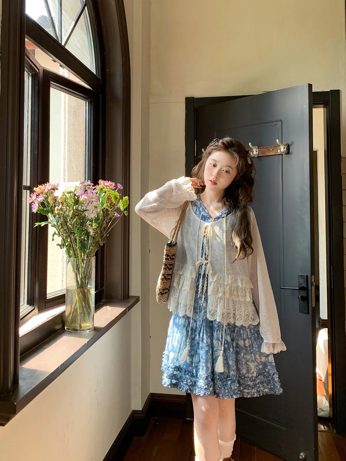 

plus Size Lace Sun Protection Open Cardigan Women's Summer New Style Big Hollow out Cover up Straight Tube Polyester Spandex