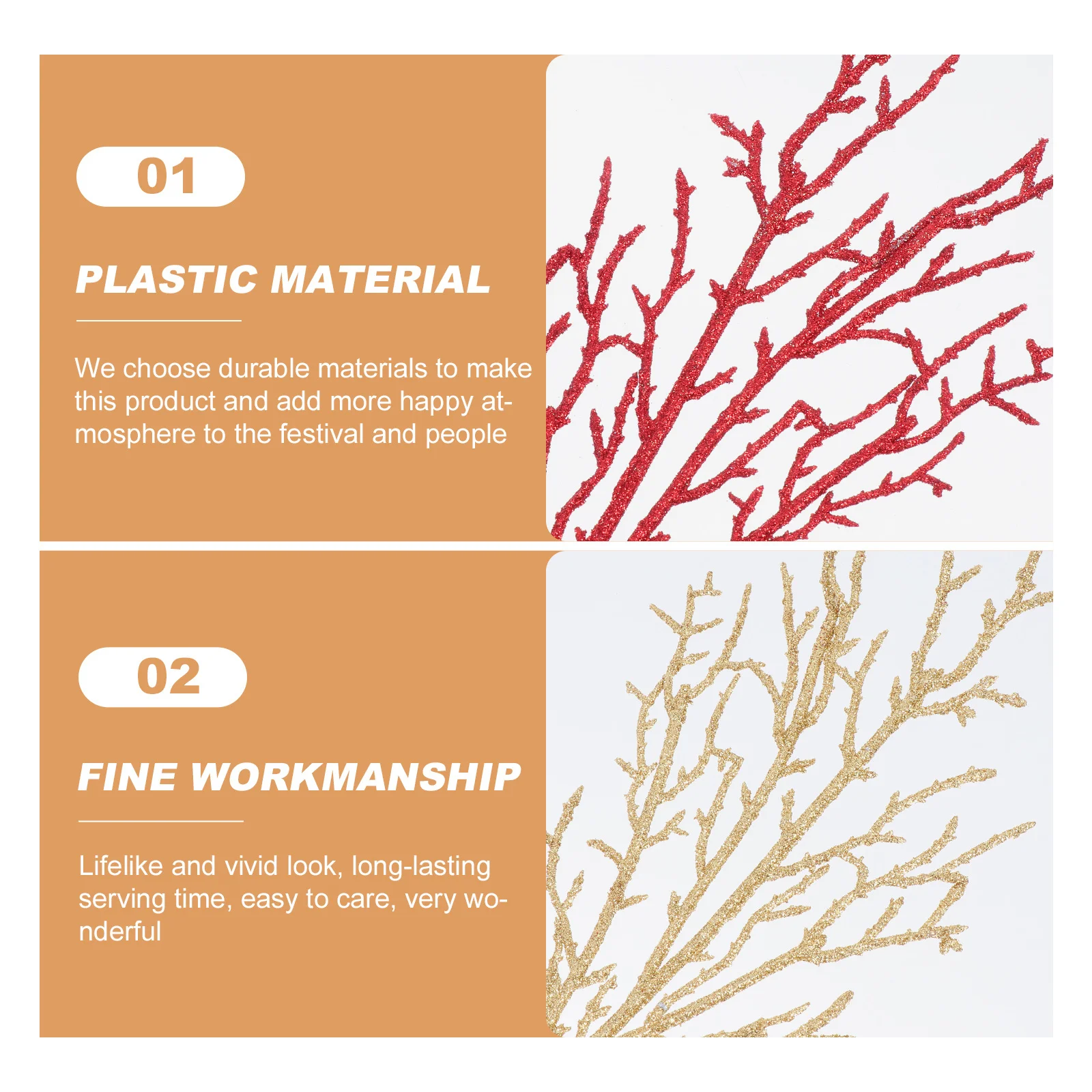 

12Pcs Artificial Deadwood Christmas Decor Simulation Glitter Powder Dead Branches for Xmas Floral Arrangement DIY Home