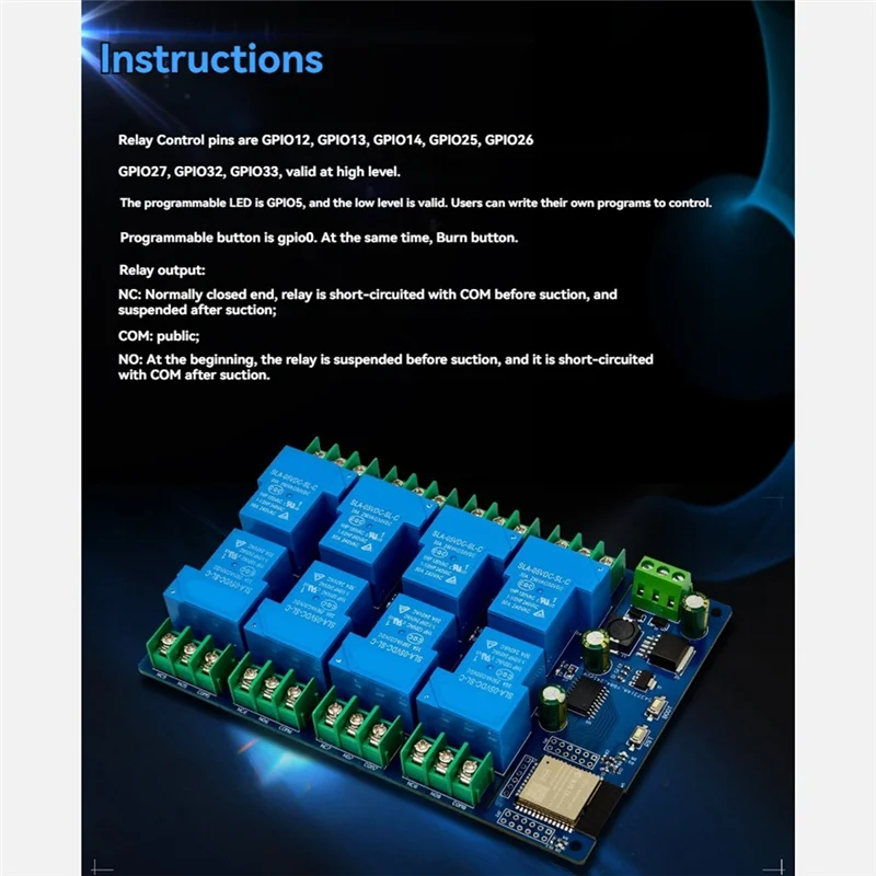 A14M 8 قناة وحدة التتابع 30A DC7-28/5 فولت واي فاي بلوتوث وحدة التتابع ESP32-WROOM مجلس التنمية