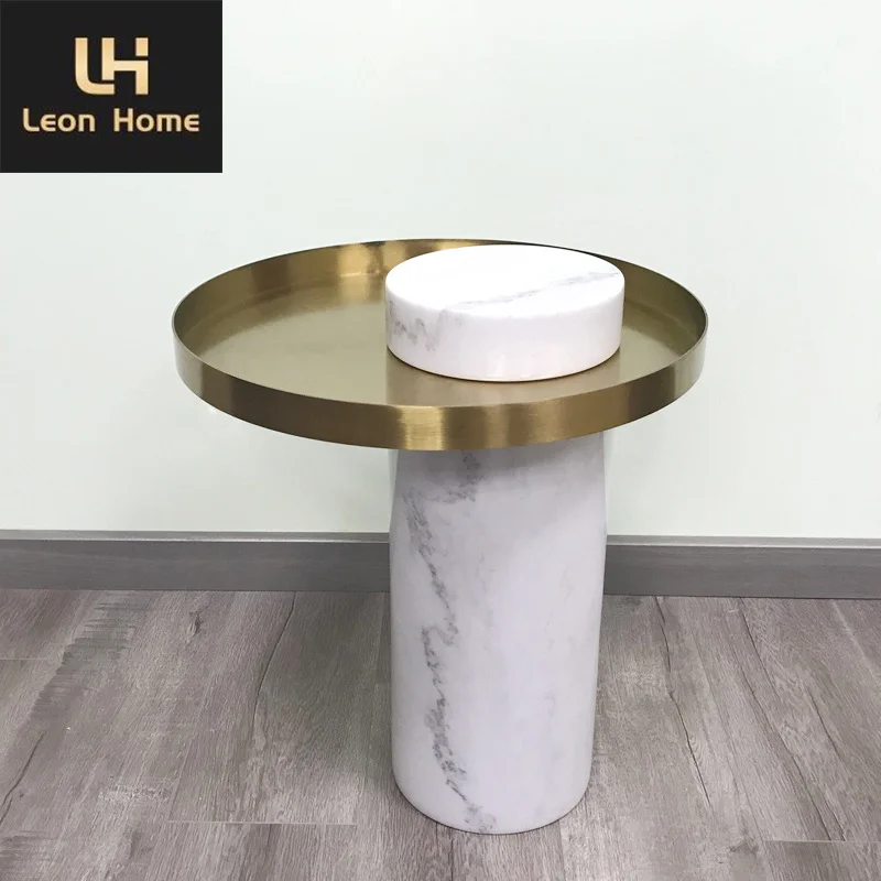 Hot Sale Stainless Steel Plate Coffee Tea Table Magazine Rack Marble Side Table