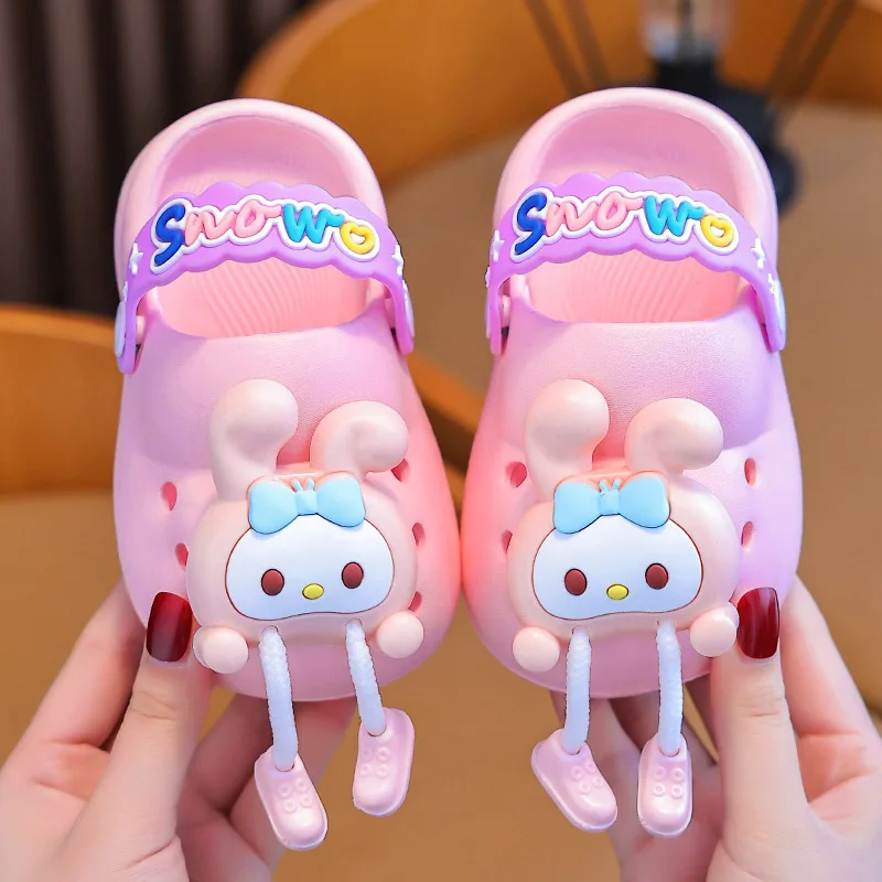 Cute Baby Girl Slippers Cartoon Frog Sandals Baby Boy Beach Garden Sandals Newborn Infant Indoor Bath Anti-slip Shoes Summer