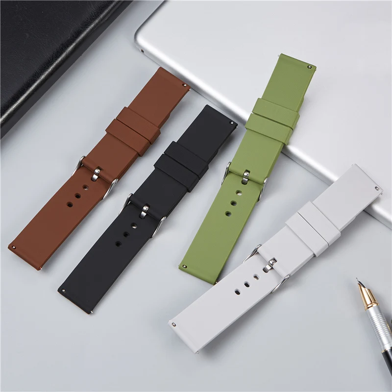 12 مللي متر 14 مللي متر 16 مللي متر 18 مللي متر 20 مللي متر 22 مللي متر سيليكون الفرقة حزام الإفراج السريع حزام الساعات سوار لسامسونج النشطة 2 Huami هواوي ساعة ذكية