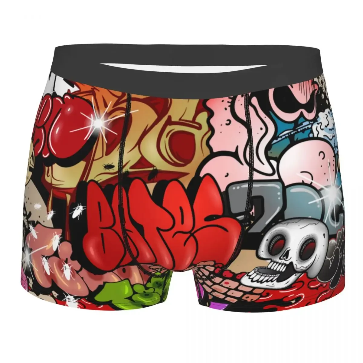 Custom Graffiti Street Colorful Skull Wall Boxer Shorts For Men Sexy 3D Print Underwear Panties Briefs Breathable Underpants