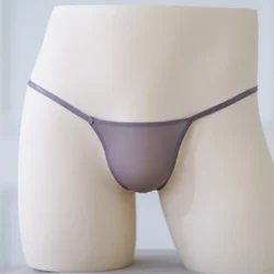 New Sexy Mens Ice Silk See Through Low Rise T-Back G-String Thong Bikini Underpants Sheer Pouch Thongs Tight Slim Male G-string