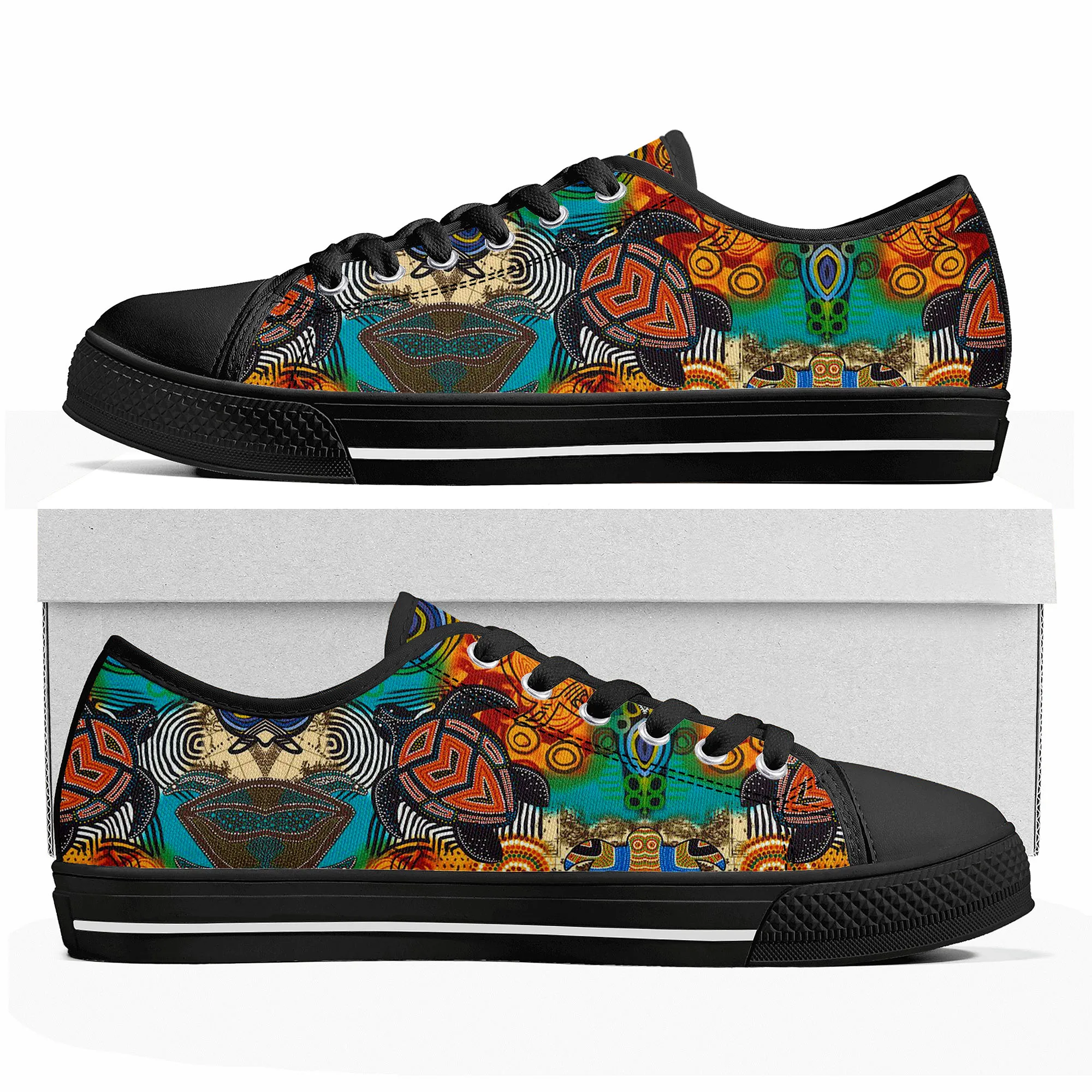 Australia Aboriginal Turtle Indigenous Art Design Low Top High Quality Sneakers Mens Womens Teenager Canvas Sneaker Custom Shoes