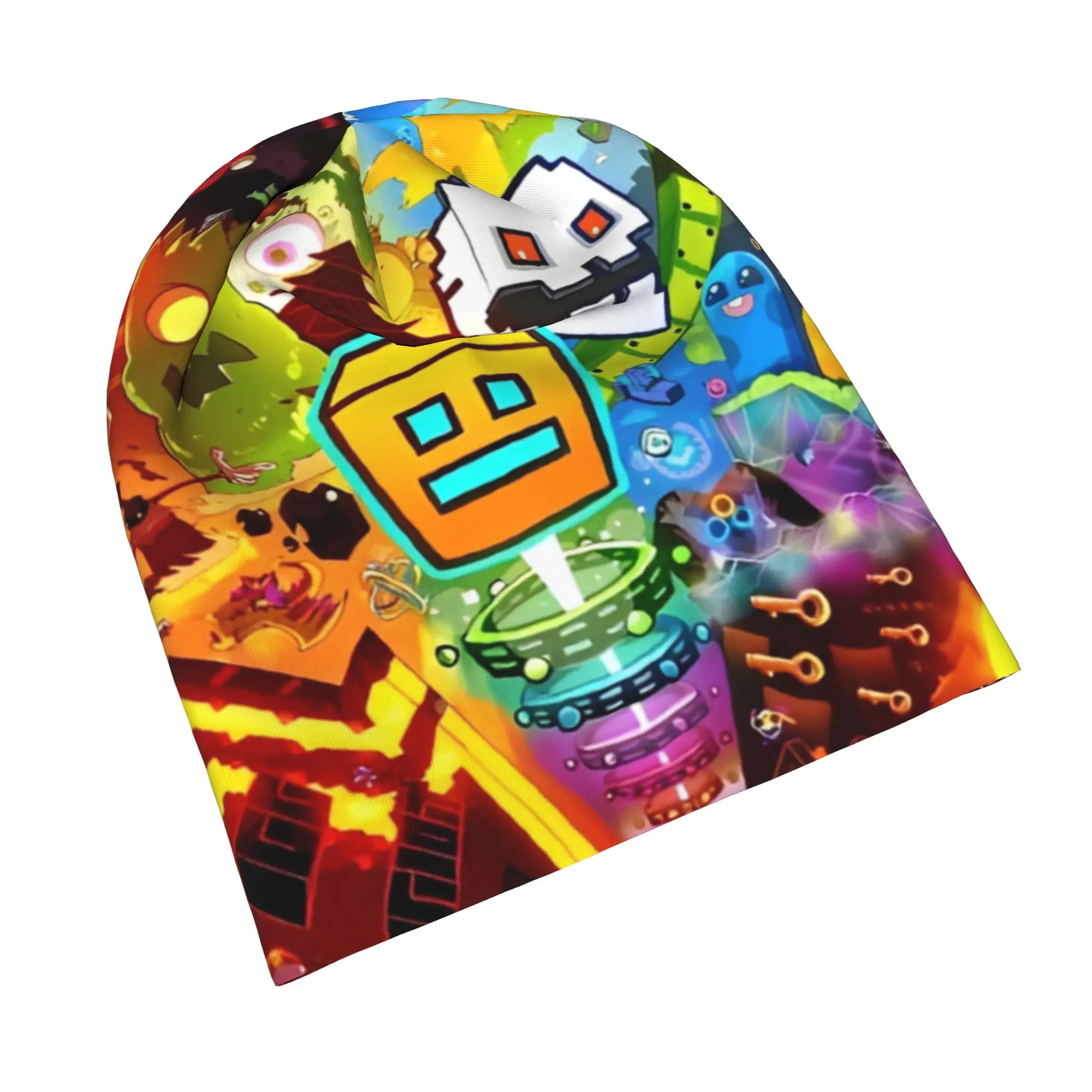 Game Geometry Dash Bonnet Hat Fashion Outdoor Skullies Beanies Hats Geometric Dash for Men Women Warm Thermal Elastic Cap