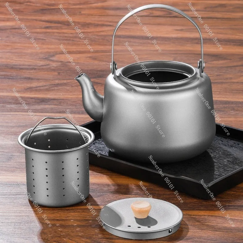 Outdoor pure titanium kettle | Large capacity tea tableware