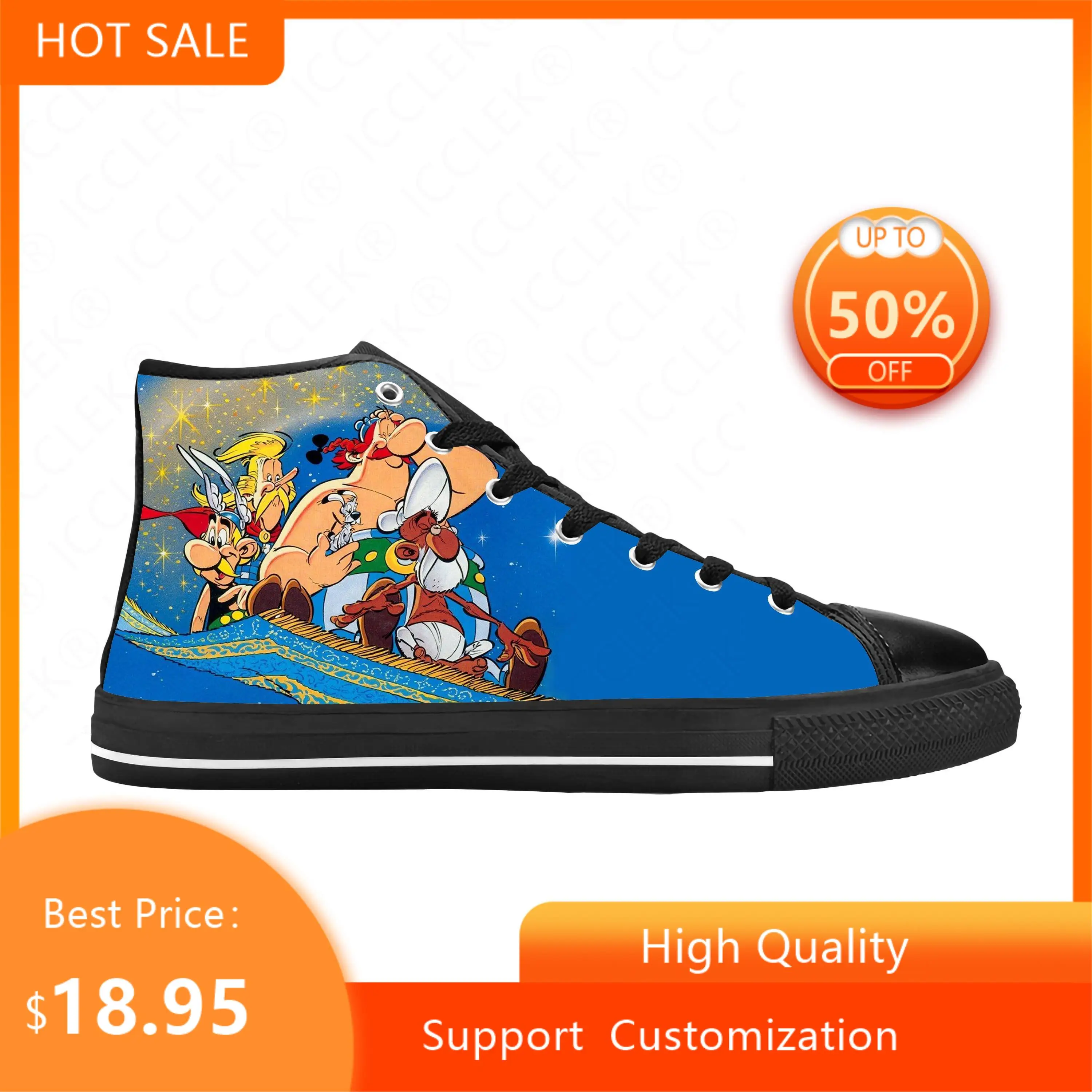 Asterix Adventure Obelix Anime Cartoon Manga Cool Casual Cloth Shoes High Top confortevole traspirante stampa 3D uomo donna Sneakers