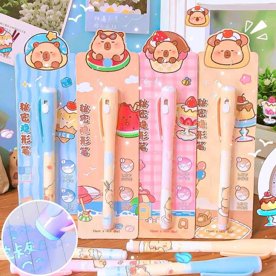 

capybara Invisible Pen With UV Light School Student Stationery Elementary Supplies Secret Writing Notebook Diary Pens Supply