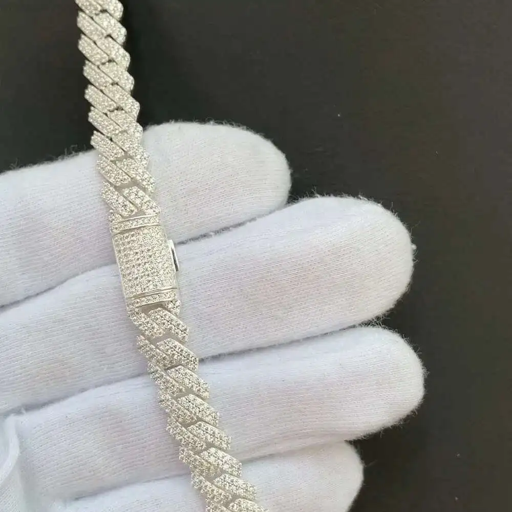 

10mm CZ Zircon Cubic Zirconia Gold Plated 925 Sterling Silver Cadena Cubana Hip Hop Necklace Jewelry Miami Cuban Link Chain