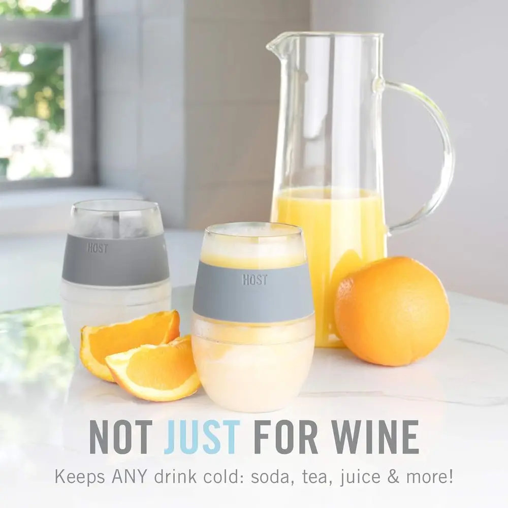 Double Wall Insulated Plastic Wine Cooling Cups Set of 2 with Gel, 8.5 oz Grey - view 5